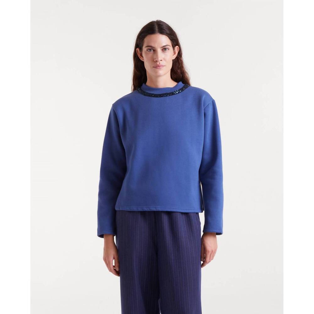 NEW COMPANIA FANTASTICA sequin crewneck sweater in blue